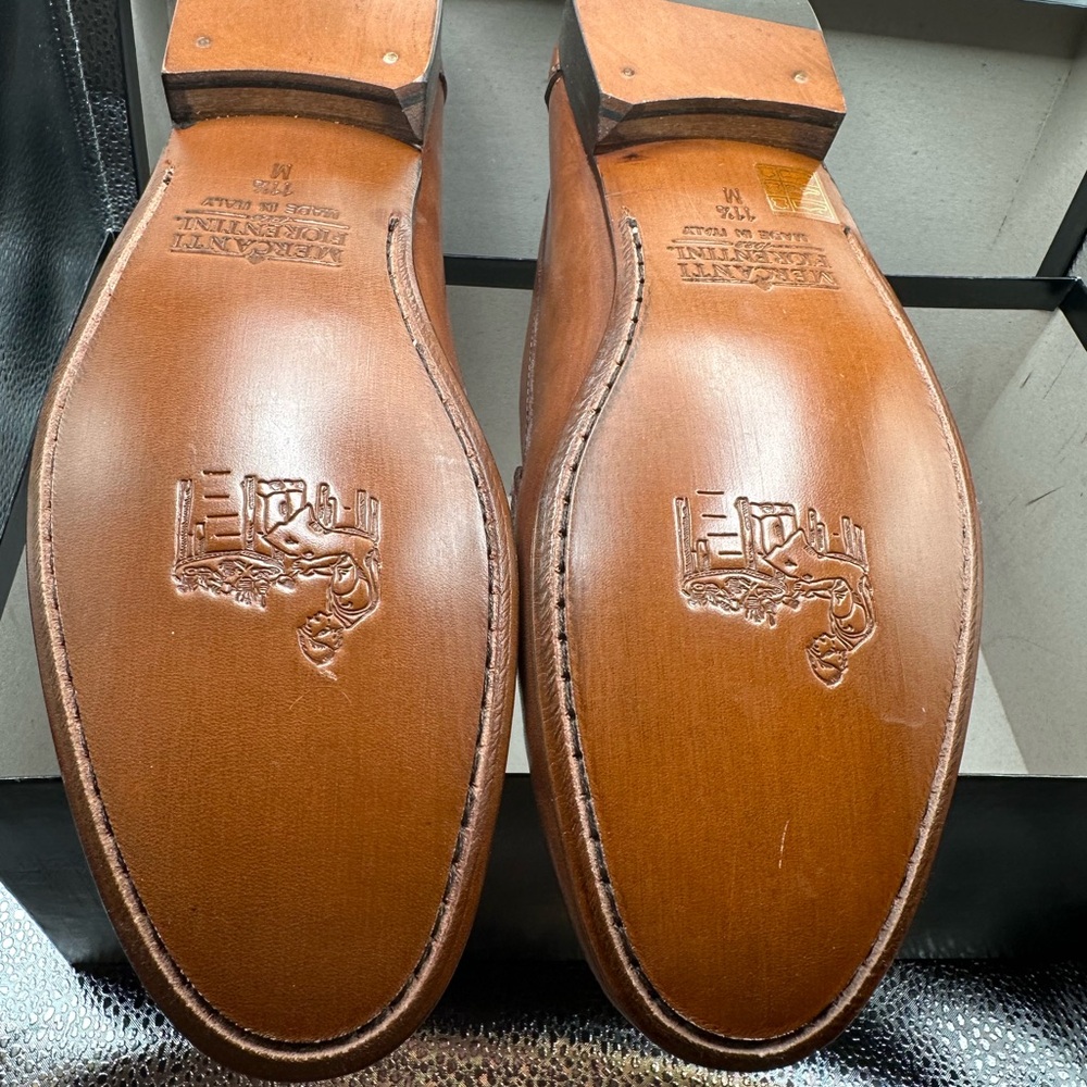 Mercanti Fiorentini Brown Leather Slip-On Loafers NEVER WORN | size 11.5